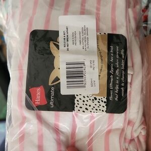 0-6 Month Hanes Baby Zipper Hoodie Jacket in White w/Pink Stripe Stretch Cotton